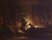 REMBRANDT Harmenszoon van Rijn The Holy Family at night oil